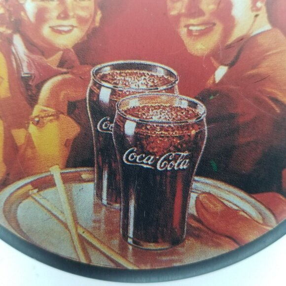 Vintage Coca Cola round tin container 5.5 inch box & lid circa 1988 collectible - Picture 4 of 9